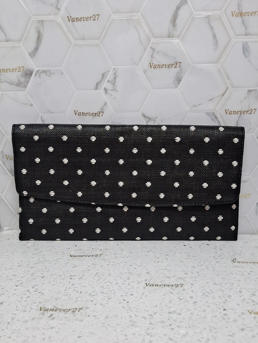 Banana Republic Black Polka Dot Envelope Clutch